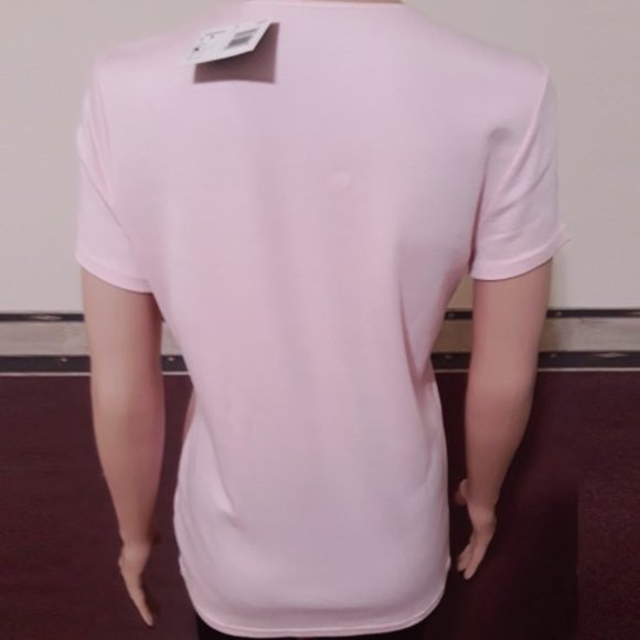 BASIC EDITIONS SOFT PINK SHORT SLEEVE SLIP OVER TOP SIZE S NWT - Picture 3 of 4